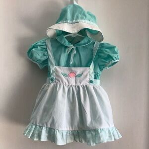 Vintage 80s Nanas Pet Exclusively For  Jc Penney  Baby Girls Dress /Bonnet Sz. 1